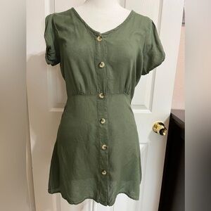 💙Tea Dress Mini Button Down Short Casual Women Sleeve  Plus Size Sundress V Neck